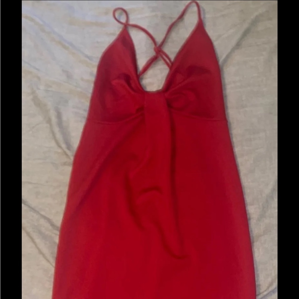 Red body con Forever 21 dress with criss crossed back